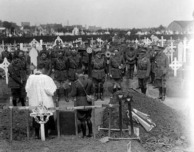 Officers at the funeral of Brigadier-General Francis Johnston, 12 August 1917